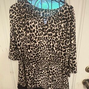 Christopher & Banks Black and Brown Relaxed Blouse